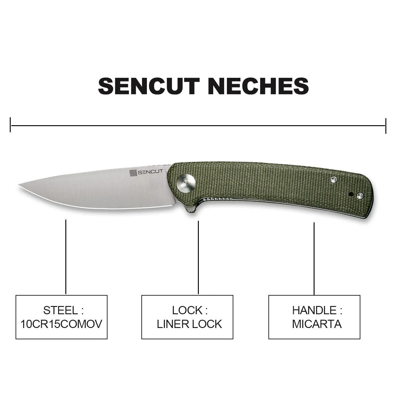 SENCUT Neches SA09C Taschenmesser Micarta Kobaltstahl