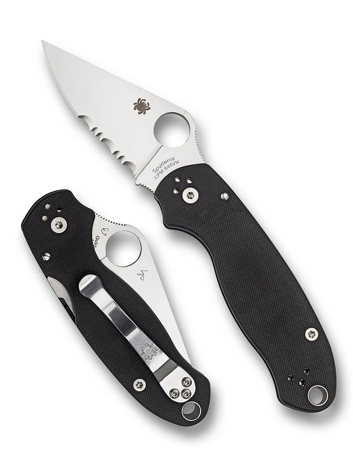 Spyderco Para 3 Klappmesser Schwarz S45VN Glatt